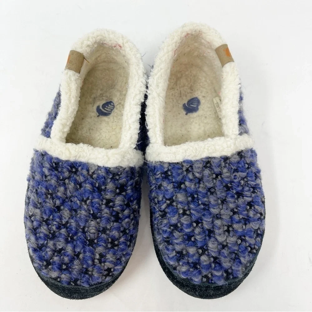 ACORN KIDS Unisex Blue Check L’IL JAM MOC Kids Moccasin Slippers Fleece Size 1-2